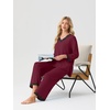 image:imagePrinStory Womens Pajamas Sets 2 Piece V Neck Pj Set with Lace TrimWine Red