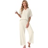 image:imagePrinStory Womens Short Sleeve Pajamas Lace Pjs SetBeige Apricot