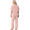 image:imagePrinStory Womens Short Sleeve Pajamas Lace Pjs SetDusty Pink