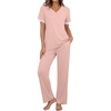 image:imagePrinStory Womens Short Sleeve Pajamas Lace Pjs SetDusty Pink