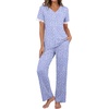 image:imagePrinStory Womens Short Sleeve Pajamas Lace Pjs SetFpspeckled Blue