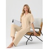 image:imagePrinStory Womens Short Sleeve Pajamas Lace Pjs SetLight Apricot