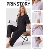 image:imagePrinStory Womens Short Sleeve Pajamas Lace Pjs SetLight Gray
