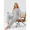 image:imagePrinStory Womens Short Sleeve Pajamas Lace Pjs SetLight Gray