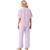 image:imagePrinStory Womens Short Sleeve Pajamas Lace Pjs SetLight Purple