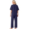 image:imagePrinStory Womens Short Sleeve Pajamas Lace Pjs SetNavy Blue