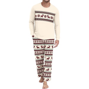 image:imageMens Pajama Set Long Sleeve Shirts and Pants Soft Comfy Pjs Print SleepwearBeige Reindeer