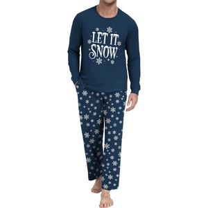 image:imageMens Pajama Set Long Sleeve Shirts and Pants Soft Comfy Pjs Print SleepwearDark Blue Snowflake