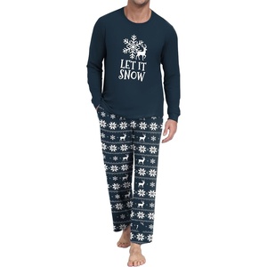 image:imageMens Pajama Set Long Sleeve Shirts and Pants Soft Comfy Pjs Print SleepwearNavy Snowflake Elk