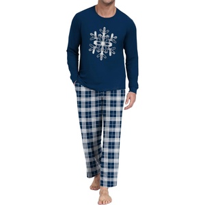 image:imageMens Pajama Set Long Sleeve Shirts and Pants Soft Comfy Pjs Print SleepwearStriped Snowflake