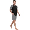 image:imageMens Pajamas Set Short Sleeve Raglan Shirts and Shorts Lounge Sleepwear00 Dark Gray