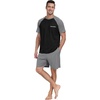 image:imageMens Pajamas Set Short Sleeve Raglan Shirts and Shorts Lounge Sleepwear00 Dark Gray