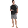 image:imageMens Pajamas Set Short Sleeve Raglan Shirts and Shorts Lounge Sleepwear00 Dark Gray