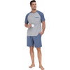 image:imageMens Pajamas Set Short Sleeve Raglan Shirts and Shorts Lounge Sleepwear00 Gray Blue