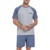 image:imageMens Pajamas Set Short Sleeve Raglan Shirts and Shorts Lounge Sleepwear00 Gray Blue