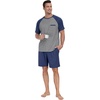 image:imageMens Pajamas Set Short Sleeve Raglan Shirts and Shorts Lounge Sleepwear00 Navy Blue