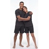 image:imageMens Pajamas Set Short Sleeve Raglan Shirts and Shorts Lounge Sleepwear01 Black