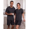 image:imageMens Pajamas Set Short Sleeve Raglan Shirts and Shorts Lounge Sleepwear01 Black
