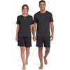 image:imageMens Pajamas Set Short Sleeve Raglan Shirts and Shorts Lounge Sleepwear01 Black