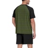 image:imageMens Pajamas Set Short Sleeve Raglan Shirts and Shorts Lounge Sleepwear01black Green Stripe