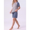 image:imageMens Pajamas Set Short Sleeve Raglan Shirts and Shorts Lounge Sleepwear01gray Blue