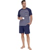 image:imageMens Pajamas Set Short Sleeve Raglan Shirts and Shorts Lounge Sleepwear02dark Blue Stripe