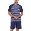image:imageMens Pajamas Set Short Sleeve Raglan Shirts and Shorts Lounge Sleepwear02dark Blue Stripe
