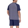 image:imageMens Pajamas Set Short Sleeve Raglan Shirts and Shorts Lounge Sleepwear02dark Blue Stripe