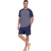 image:imageMens Pajamas Set Short Sleeve Raglan Shirts and Shorts Lounge Sleepwear02dark Blue Stripe