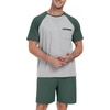 image:imageMens Pajamas Set Short Sleeve Raglan Shirts and Shorts Lounge Sleepwear02green