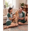image:imageMens Pajamas Set Short Sleeve Raglan Shirts and Shorts Lounge Sleepwear02green