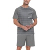 image:imageMens Pajamas Set Short Sleeve Raglan Shirts and Shorts Lounge Sleepwear03dark Gray Stripe
