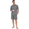 image:imageMens Pajamas Set Short Sleeve Raglan Shirts and Shorts Lounge Sleepwear03dark Gray Stripe