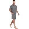 image:imageMens Pajamas Set Short Sleeve Raglan Shirts and Shorts Lounge Sleepwear03dark Gray Stripe