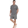 image:imageMens Pajamas Set Short Sleeve Raglan Shirts and Shorts Lounge Sleepwear03dark Gray Stripe