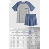 image:imageMens Pajamas Set Short Sleeve Raglan Shirts and Shorts Lounge Sleepwear03navy Blue