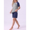 image:imageMens Pajamas Set Short Sleeve Raglan Shirts and Shorts Lounge Sleepwear03navy Blue