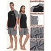 image:imageMens Pajamas Set Short Sleeve Raglan Shirts and Shorts Lounge Sleepwear04dark Gray