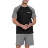image:imageMens Pajamas Set Short Sleeve Raglan Shirts and Shorts Lounge Sleepwear04dark Gray