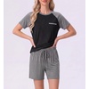image:imageMens Pajamas Set Short Sleeve Raglan Shirts and Shorts Lounge Sleepwear04dark Gray