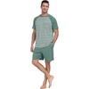 image:imageMens Pajamas Set Short Sleeve Raglan Shirts and Shorts Lounge Sleepwear04green Green Stripe