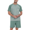 image:imageMens Pajamas Set Short Sleeve Raglan Shirts and Shorts Lounge Sleepwear04green Green Stripe