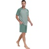 image:imageMens Pajamas Set Short Sleeve Raglan Shirts and Shorts Lounge Sleepwear04green Green Stripe