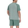 image:imageMens Pajamas Set Short Sleeve Raglan Shirts and Shorts Lounge Sleepwear04green Green Stripe
