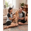 image:imageMens Pajamas Set Short Sleeve Raglan Shirts and Shorts Lounge Sleepwear05black