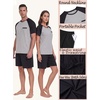 image:imageMens Pajamas Set Short Sleeve Raglan Shirts and Shorts Lounge Sleepwear05black