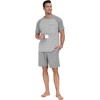 image:imageMens Pajamas Set Short Sleeve Raglan Shirts and Shorts Lounge Sleepwear05light Gray Stripe