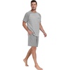 image:imageMens Pajamas Set Short Sleeve Raglan Shirts and Shorts Lounge Sleepwear05light Gray Stripe