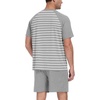 image:imageMens Pajamas Set Short Sleeve Raglan Shirts and Shorts Lounge Sleepwear05light Gray Stripe