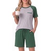 image:imageMens Pajamas Set Short Sleeve Raglan Shirts and Shorts Lounge Sleepwear06dark Green